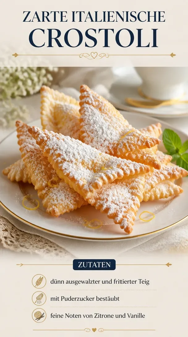 Zartes italienisches Crostoli-Dessert, knusprig und leicht für den Karneval